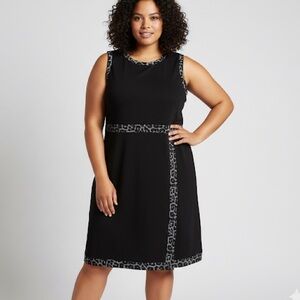 Michael Kors Women’s 3X Black Shift Dress Sleeveless Stretch Contrast Trim Plus